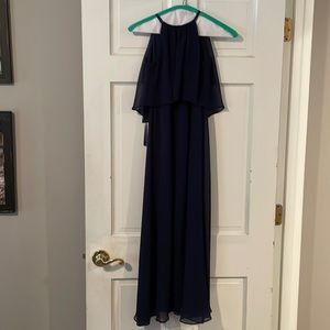 Beautiful girls long navy dress.  Perfect for a flower girl.